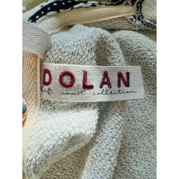 Dolan Sonia Left Coast Collection Fringe Open Cardigan Sweater M Cream Grey - Picture 7 of 12